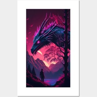 Synthwave Nature and Dragons Posters and Art